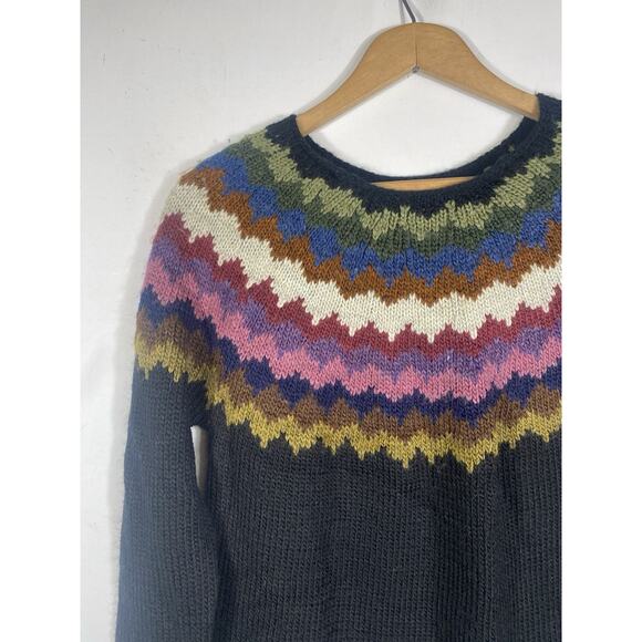 American Eagle Ahhmazingly Soft Sweater Size XS Rainbow Yoke Fair Isle Cabincore - Picture 3 of 10
